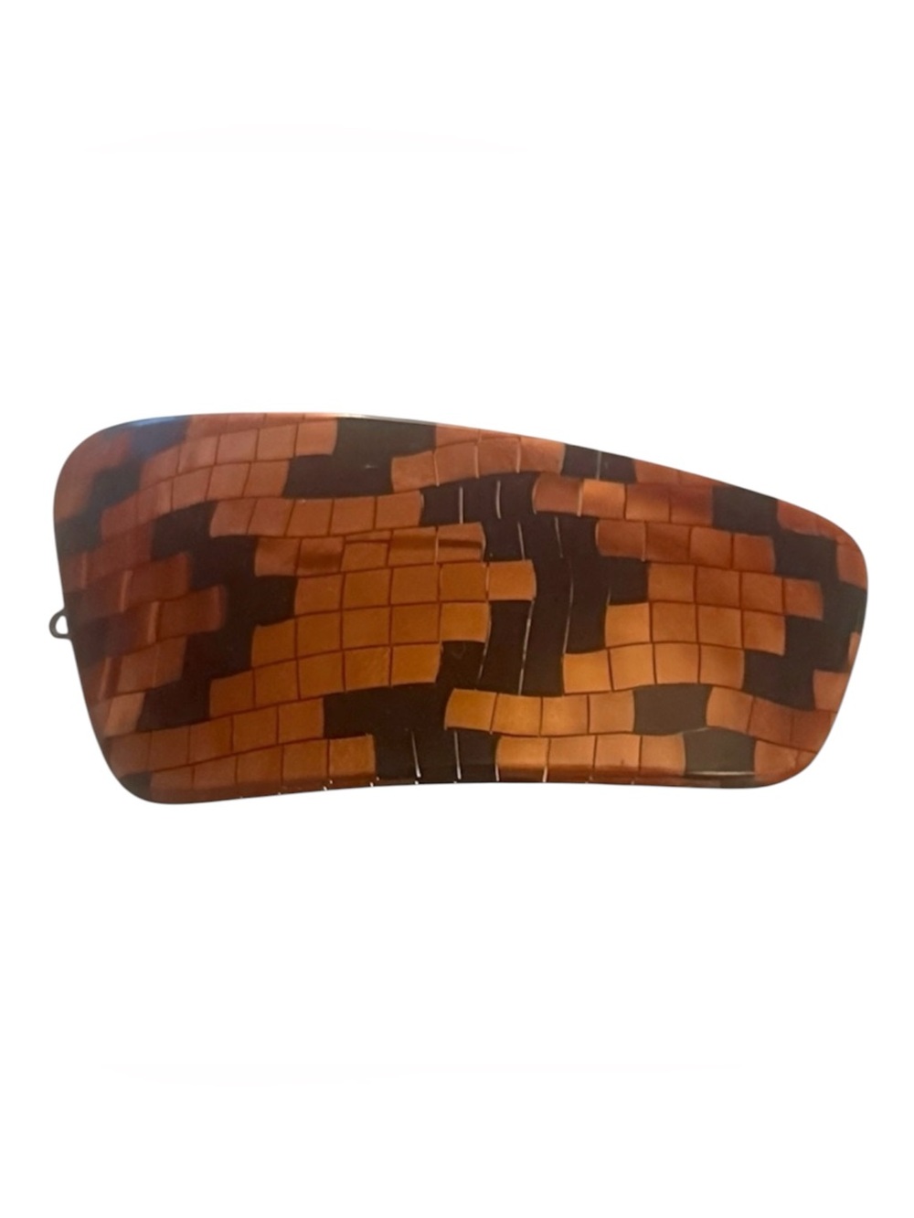 1970’s Vintage Large Brown and Black French Barrette with Wire Clasp, 3.4”‎ Long